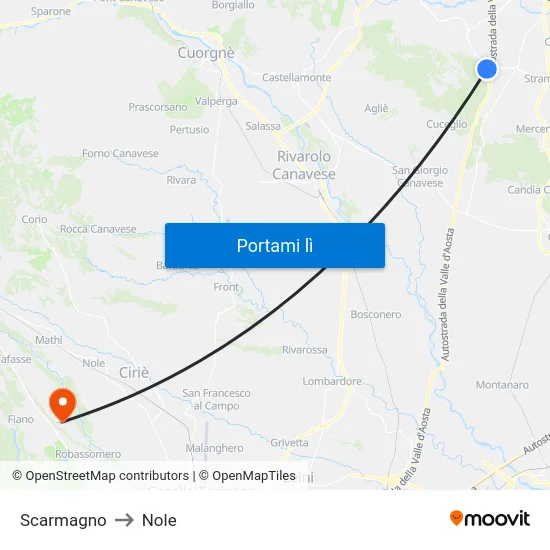 Scarmagno to Nole map