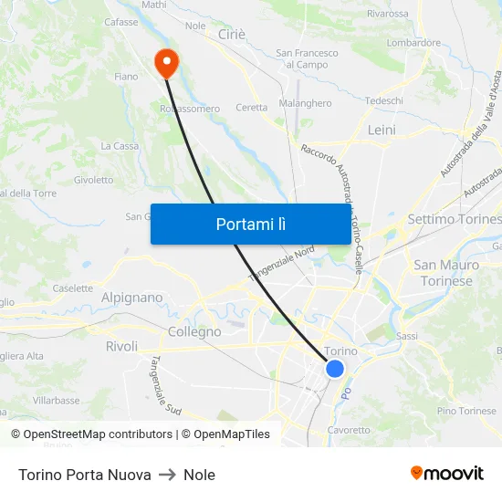 Torino Porta Nuova to Nole map