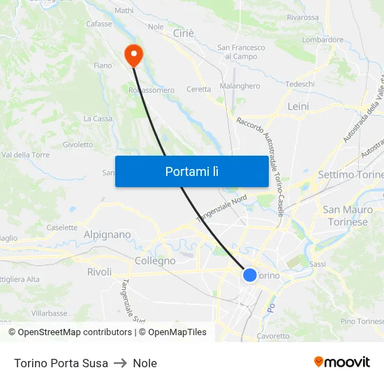 Torino Porta Susa to Nole map