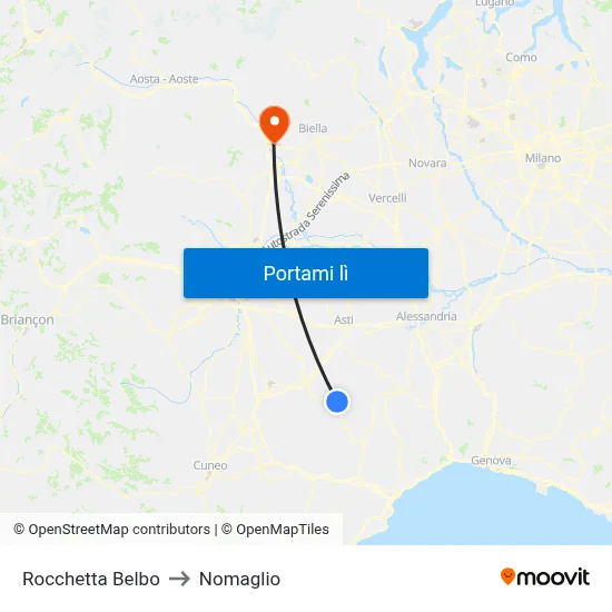 Rocchetta Belbo to Nomaglio map