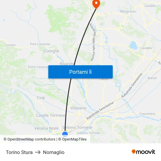 Torino Stura to Nomaglio map