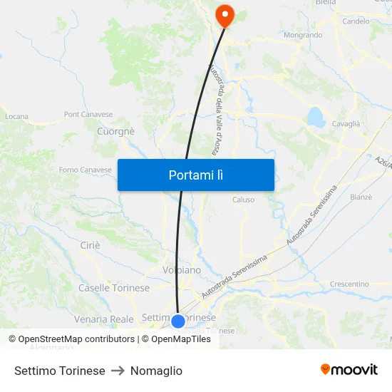 Settimo Torinese to Nomaglio map