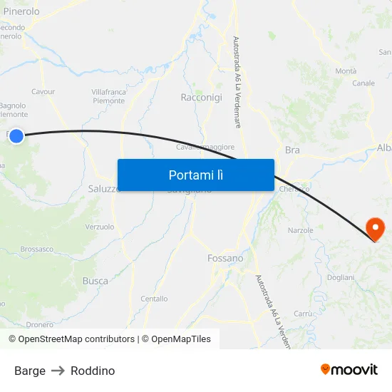Barge to Roddino map