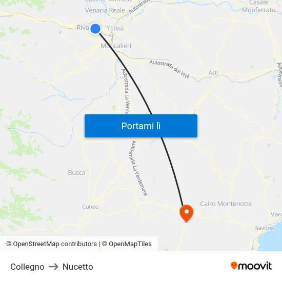 Collegno to Nucetto map