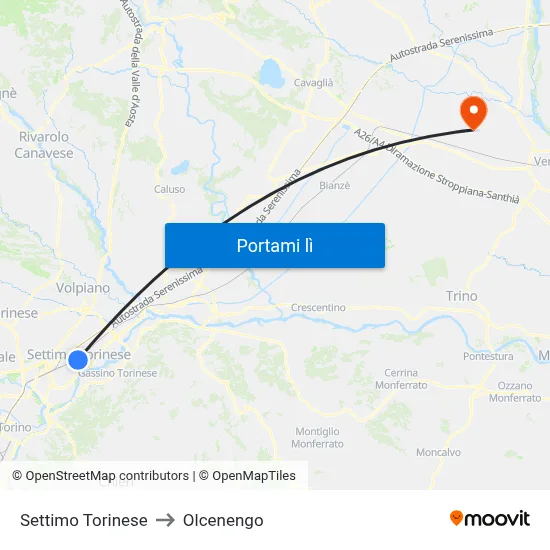 Settimo Torinese to Olcenengo map