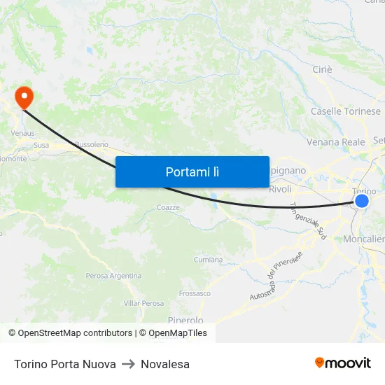 Torino Porta Nuova to Novalesa map