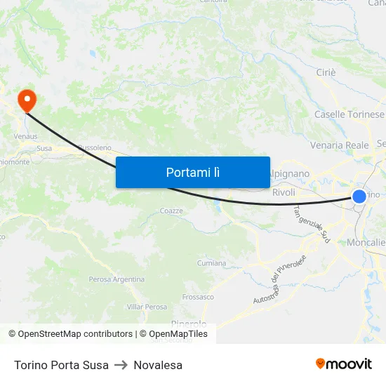Torino Porta Susa to Novalesa map
