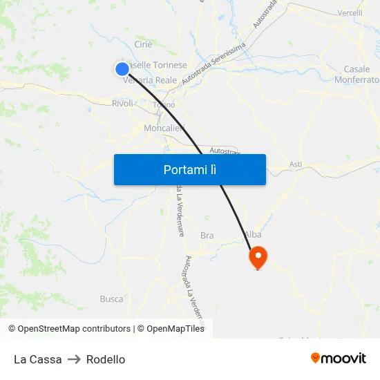 La Cassa to Rodello map