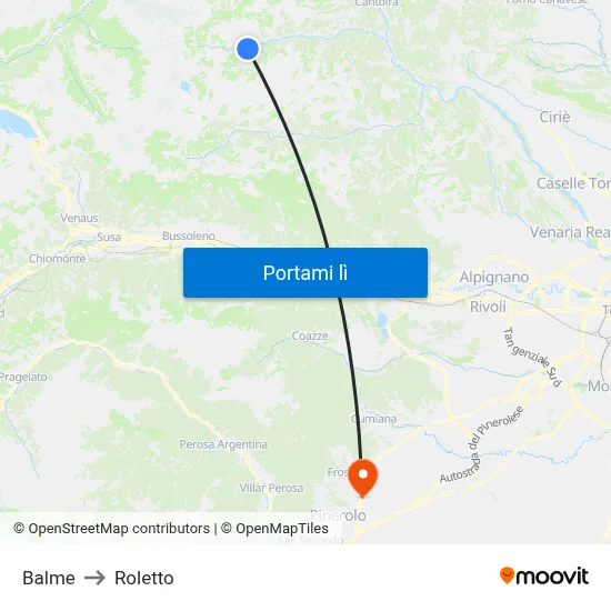 Balme to Roletto map