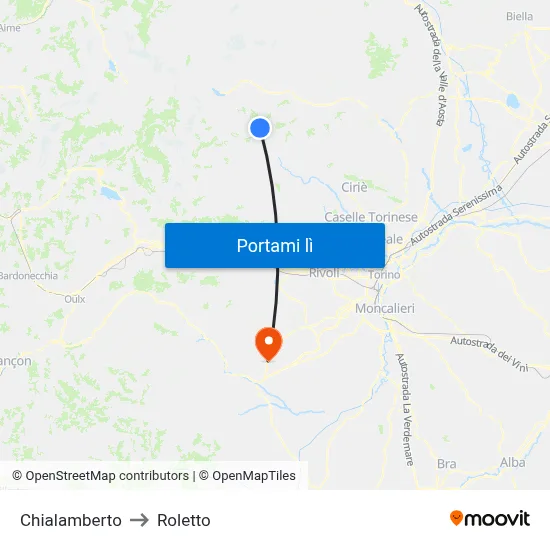 Chialamberto to Roletto map