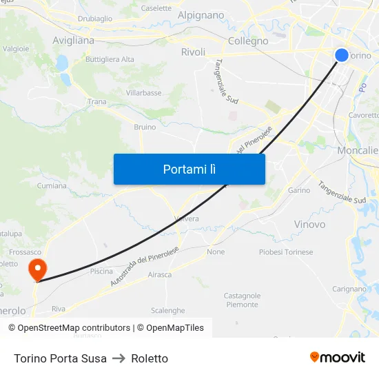 Torino Porta Susa to Roletto map