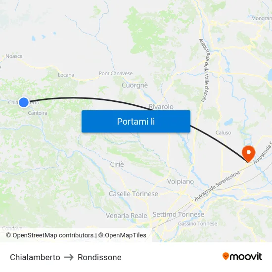 Chialamberto to Rondissone map