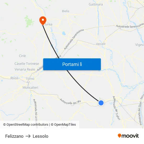 Felizzano to Lessolo map