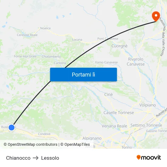 Chianocco to Lessolo map
