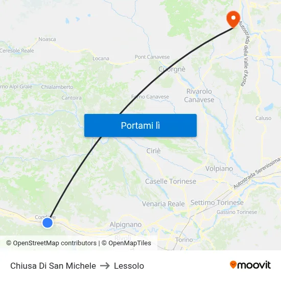 Chiusa Di San Michele to Lessolo map