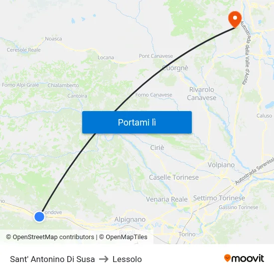 Sant' Antonino Di Susa to Lessolo map