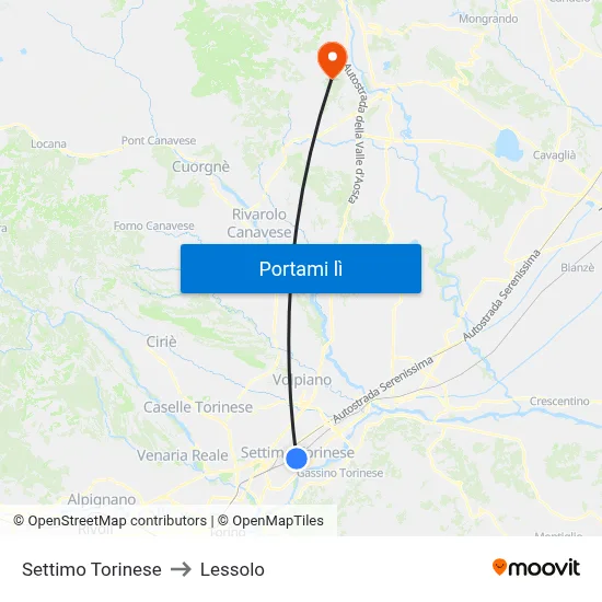 Settimo Torinese to Lessolo map