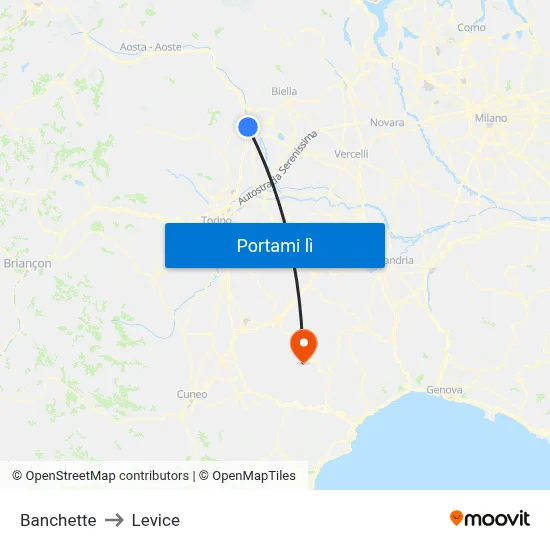 Banchette to Levice map