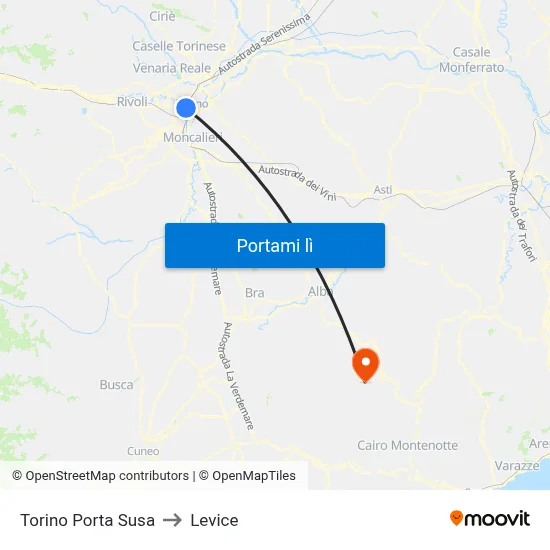 Torino Porta Susa to Levice map