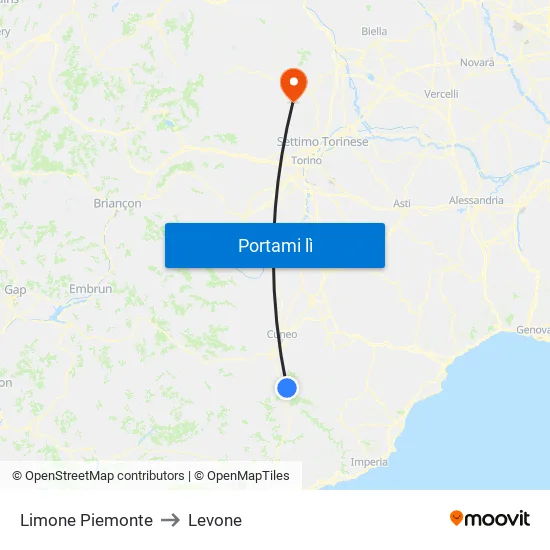 Limone Piemonte to Levone map