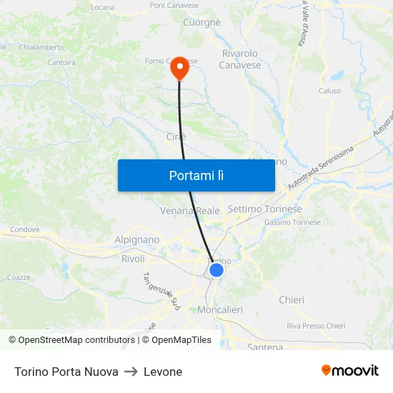 Torino Porta Nuova to Levone map