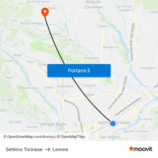 Settimo Torinese to Levone map