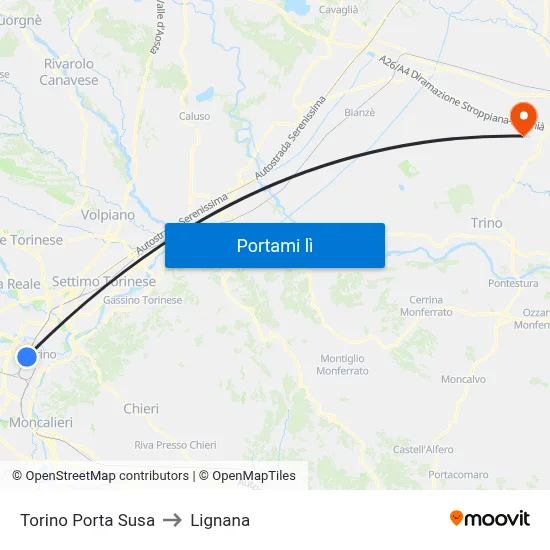 Torino Porta Susa to Lignana map
