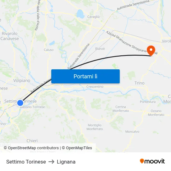 Settimo Torinese to Lignana map
