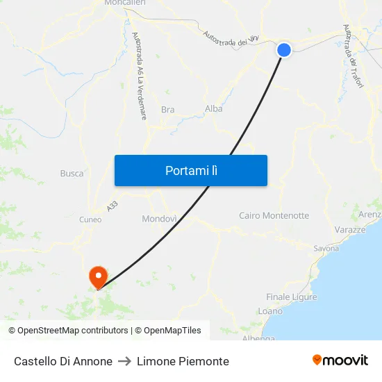 Castello Di Annone to Limone Piemonte map