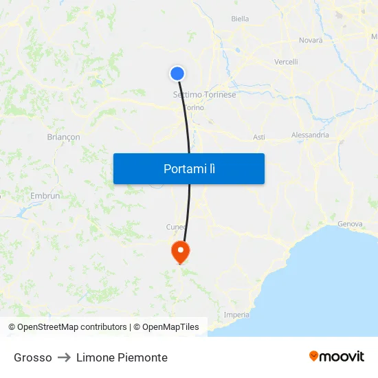 Grosso to Limone Piemonte map