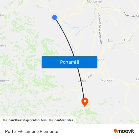 Porte to Limone Piemonte map