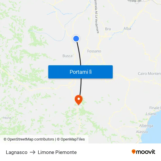 Lagnasco to Limone Piemonte map