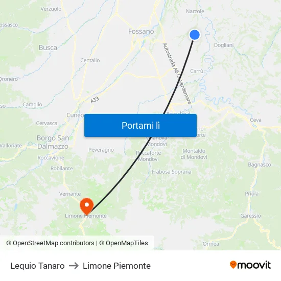 Lequio Tanaro to Limone Piemonte map