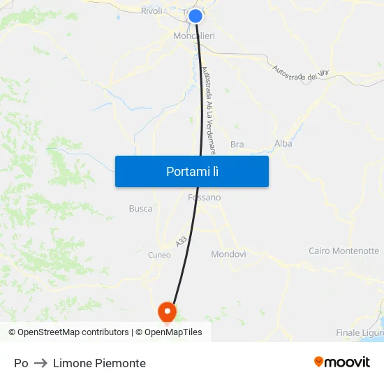 Po to Limone Piemonte map