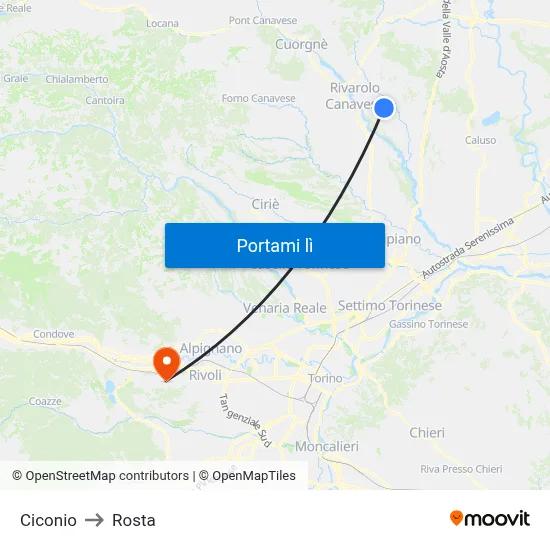 Ciconio to Rosta map