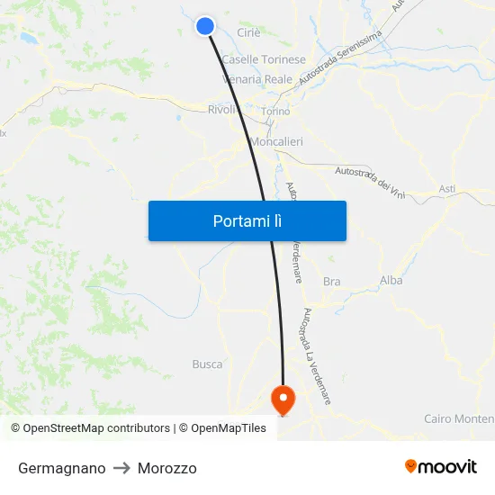 Germagnano to Morozzo map