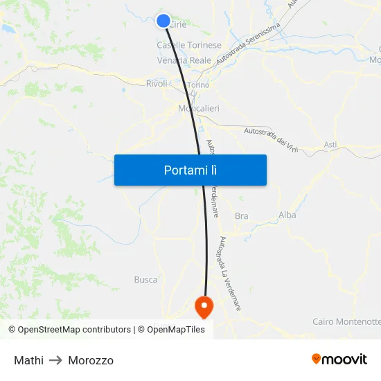 Mathi to Morozzo map