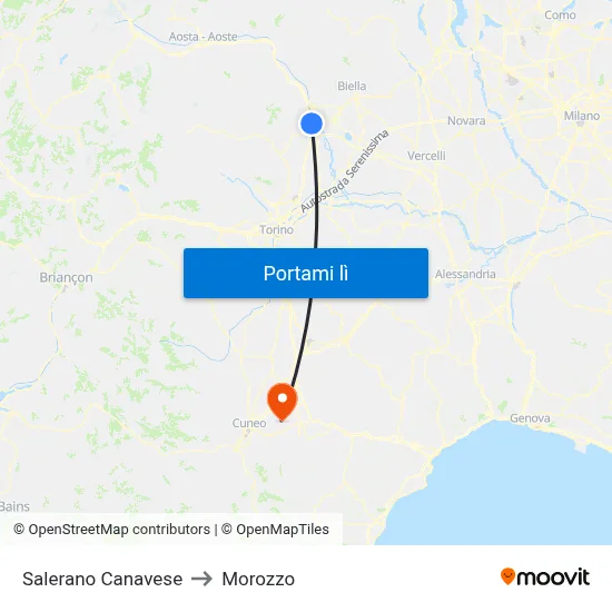 Salerano Canavese to Morozzo map