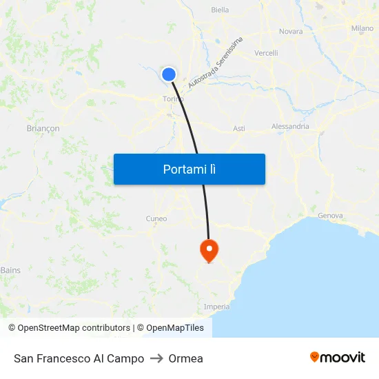 San Francesco Al Campo to Ormea map