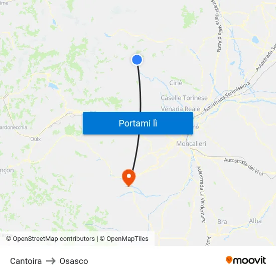 Cantoira to Osasco map