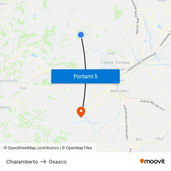 Chialamberto to Osasco map