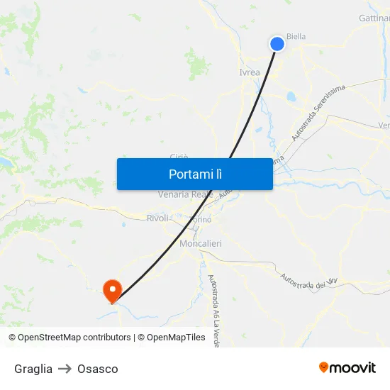 Graglia to Osasco map