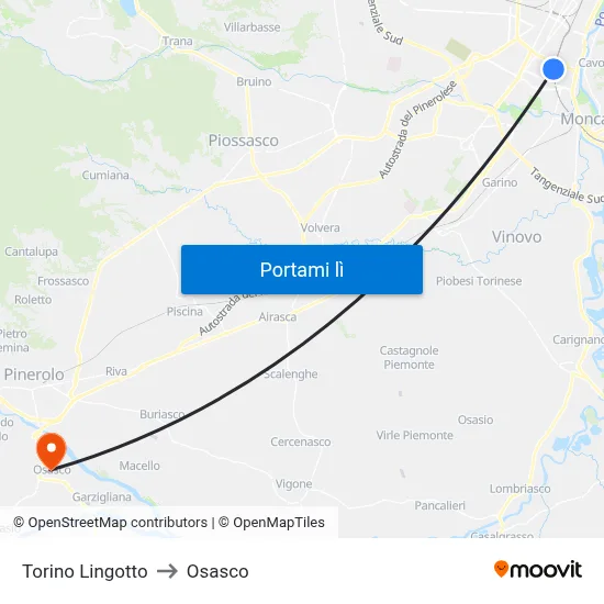 Torino Lingotto to Osasco map