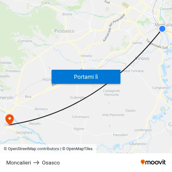 Moncalieri to Osasco map