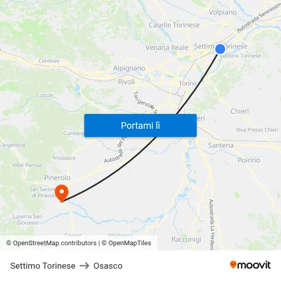 Settimo Torinese to Osasco map