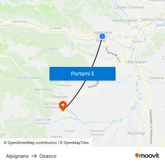 Alpignano to Osasco map