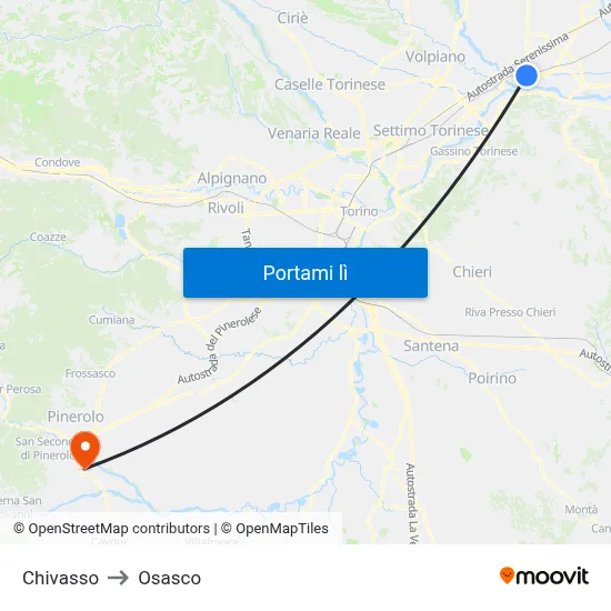 Chivasso to Osasco map