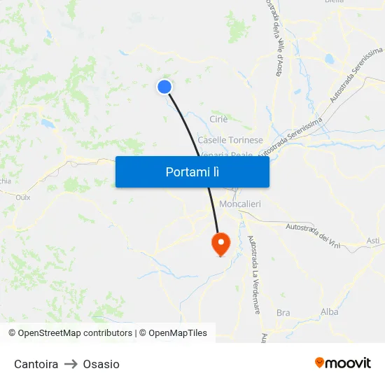 Cantoira to Osasio map