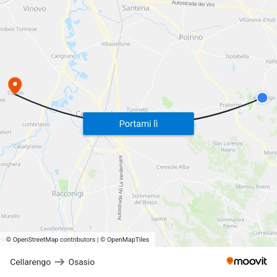 Cellarengo to Osasio map