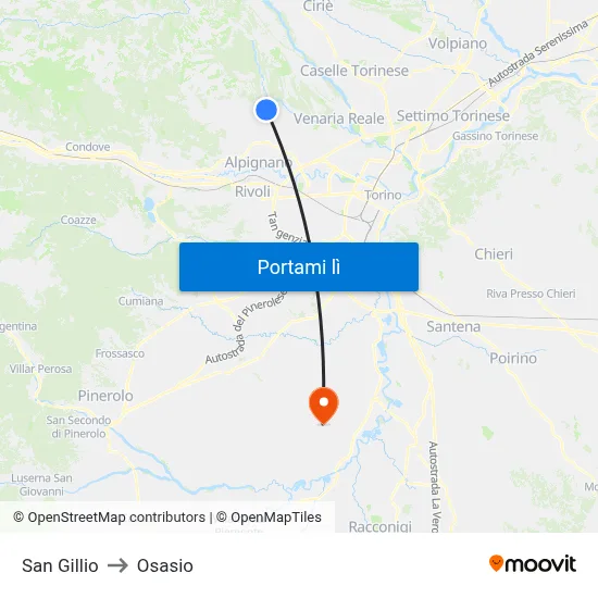 San Gillio to Osasio map